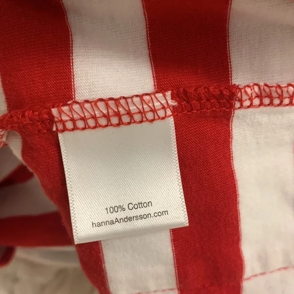 Hanna Andersson Girls Striped Dress Lot 2 Red Teal White Cotton Terry Size 6-7